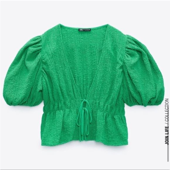 Zara Green Textured Women's Top - Picture 6 of 9